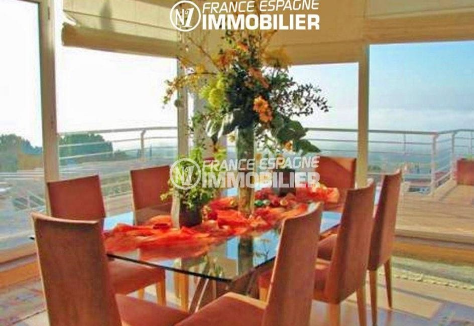 agence immobiliere palau saverdera: villa ref.2058, salle à manger avec vue sur la mer