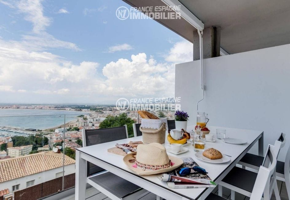 achat roses espagne: villa ref.3433, petit déjeuner sur la terrasse, vue panoramique