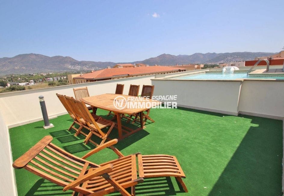 appartement a vendre rosas, ref.3482, solarium 63 m² sur le toit proche de la piscine