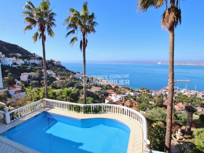 house for sale rosas: ref.3614, with its panoramic view of the bay, pool and garage