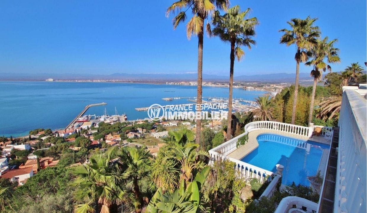 immo costa brava: villa ref.3614, beautiful views of the bay of Roses from the terrace