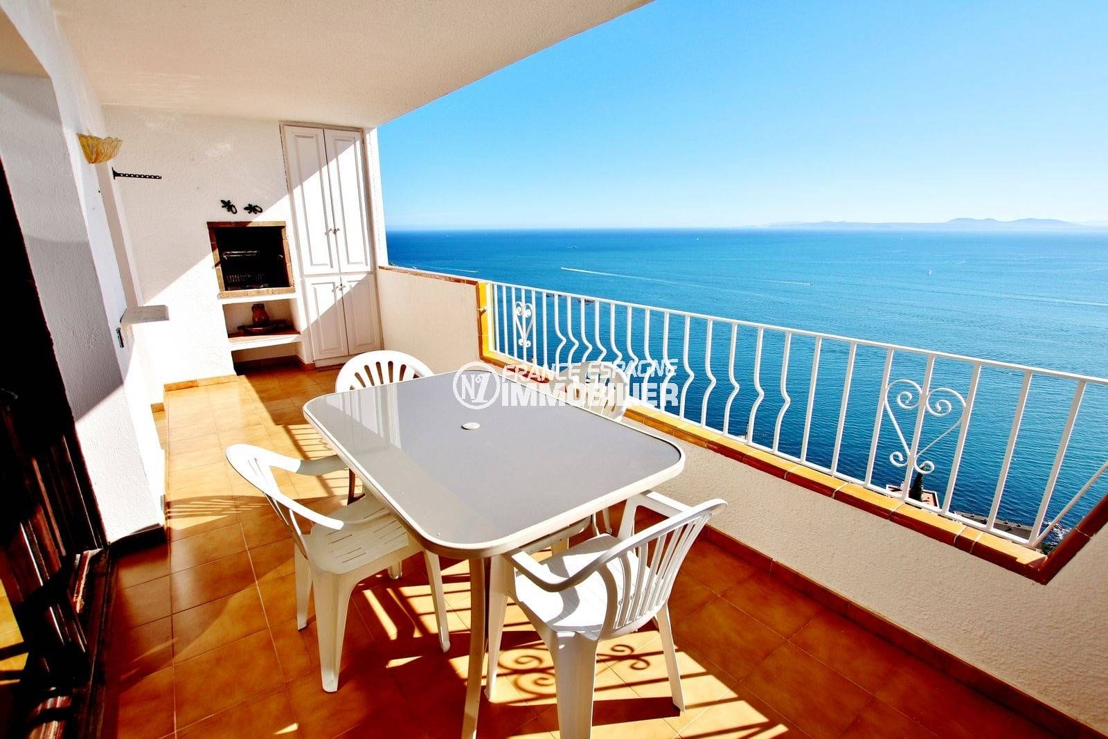 global immo rosas: appartement ref.3774, vue mer 180°, terrasse avec barbecue
