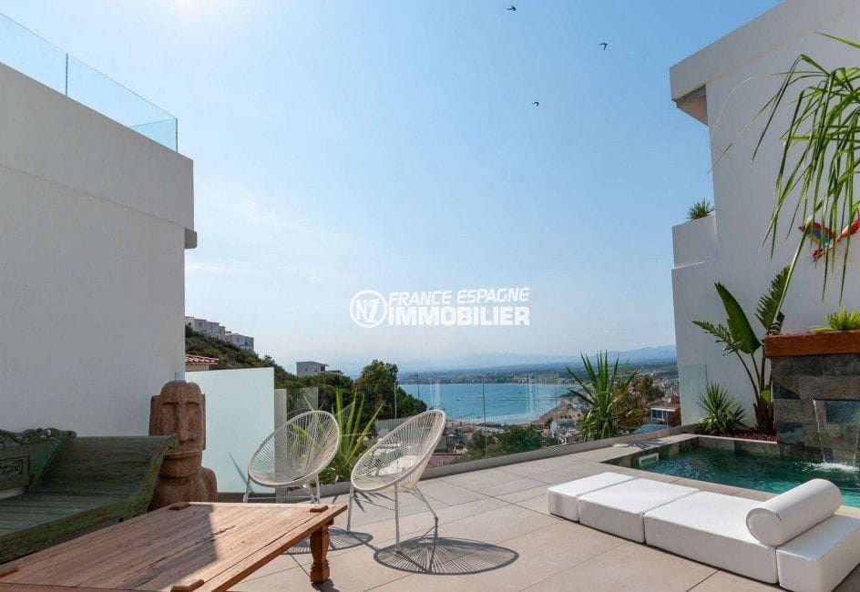 maison a vendre rosas, ref.3803, terrasse avec piscine et vue mer