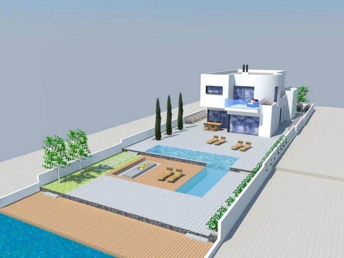 real estate agency costa brava : modern villa, mooring 14.5m, pool 3932