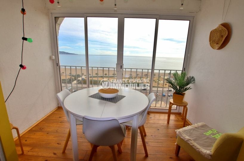 vente appartement empuriabrava, studio 33 m², terrasse véranda avec vue mer imprenable