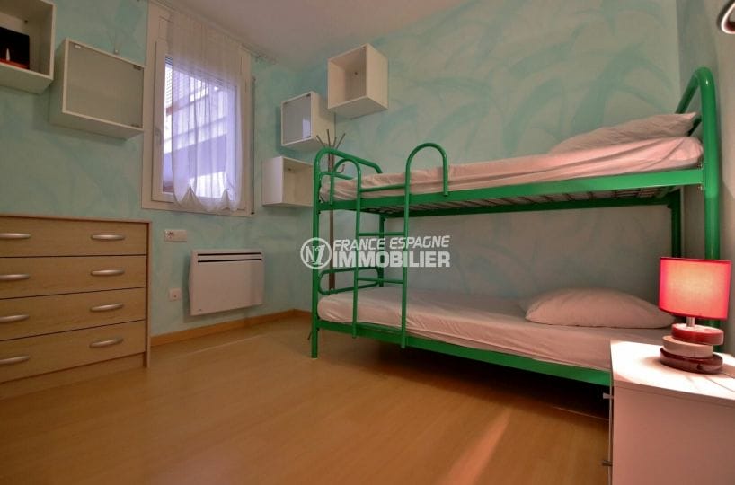 vente appartement rosas espagne, 3° chambre à coucher avec lit superposé