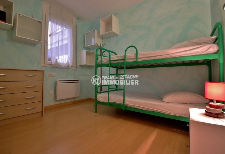 vente appartement rosas espagne, 3° chambre à coucher avec lit superposé