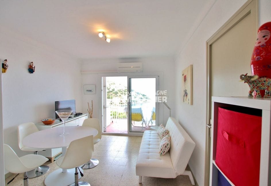 immobilier espagne costa brava vue mer: 3 pièces 44 m² terrasse, salon avec climatisation