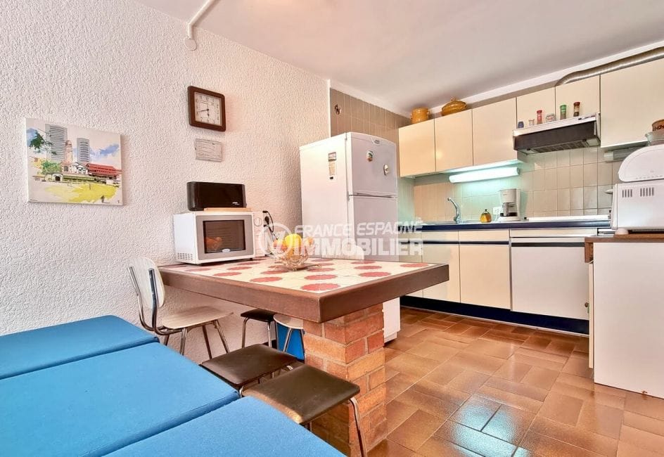 achat appartement santa margarita rosas, 44 m² séjour avec cuisine américaine