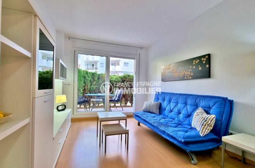 achat appartement santa margarita rosas, 2 pièces 53 m², séjour clair avec accès terrasse et jardin