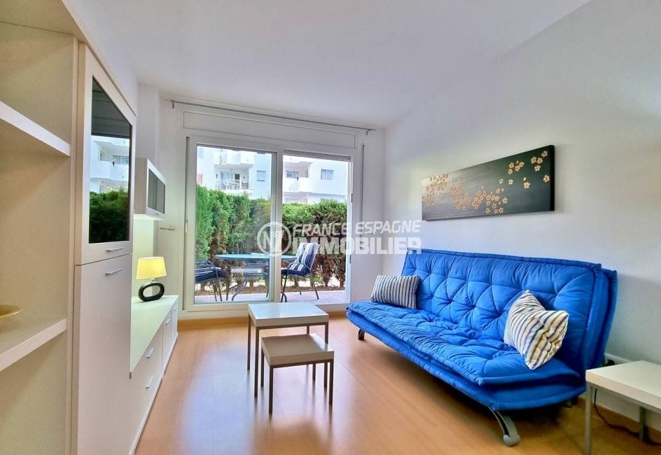 achat appartement santa margarita rosas, 2 pièces 53 m², séjour clair avec accès terrasse et jardin