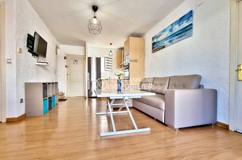 vente immobiliere rosas: villa 3 chambres 101 m², pièce à vivre avec cuisine ouverte