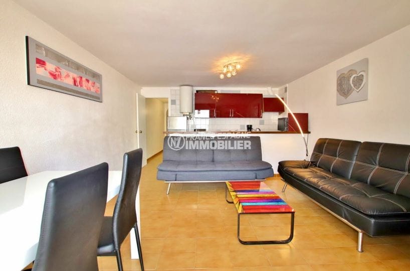 acheter appartement costa brava, 2 pièces 49 m², salon / salle à manger avec cuisine américaine