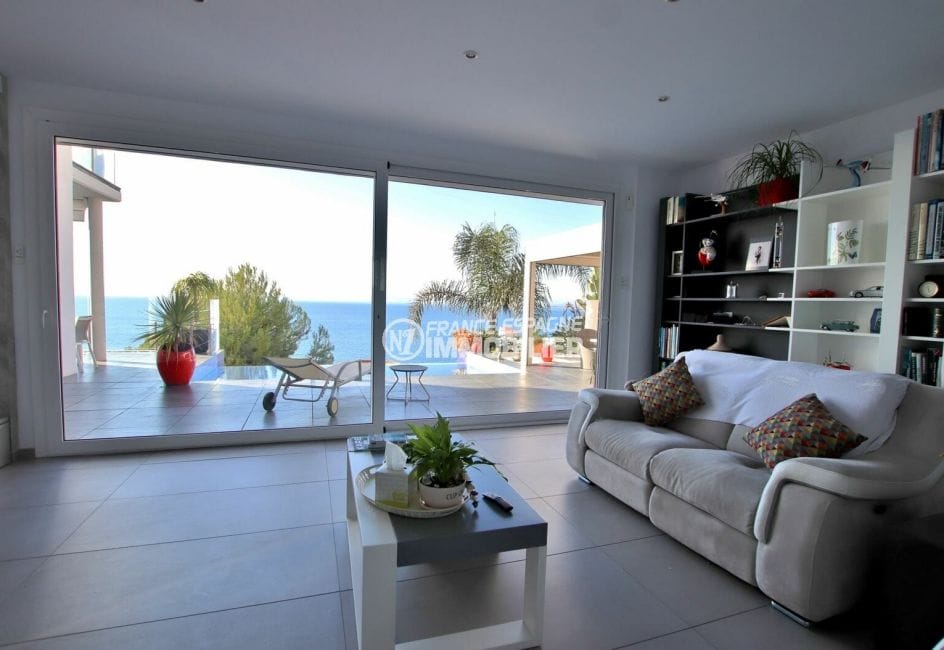 vente maison rosas espagne, 2 chambres 203 m², salon / salle à manger accès terrasse vue mer