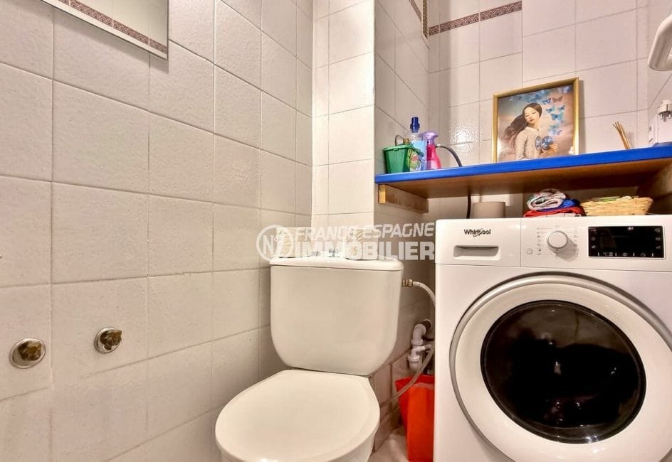 appartement rosas vente, 2 chambres 51 m², wc indépendant, étagère, lave-linge