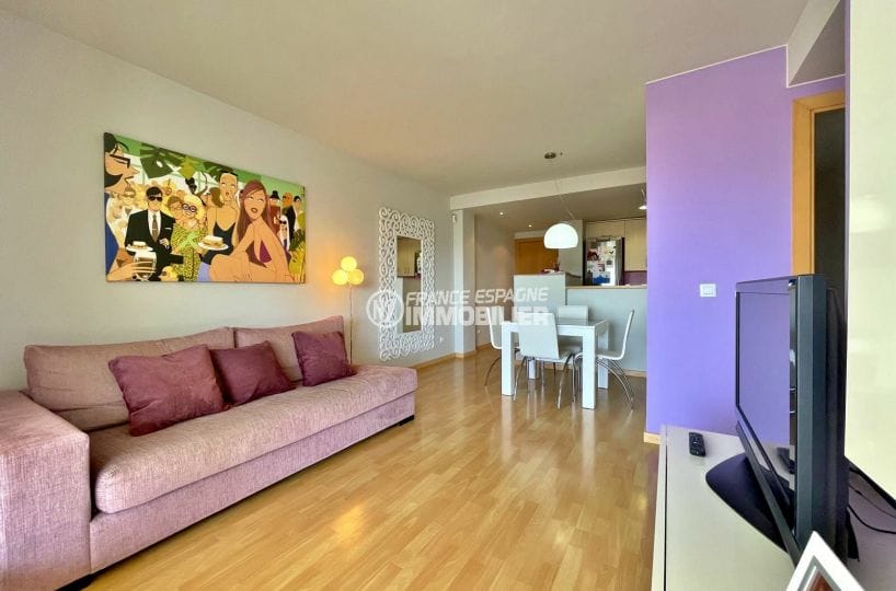 acheter appartement rosas, 2 chambres 62 m², pièce à vivre avec parquet