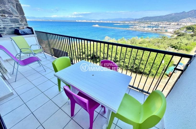 appartements a vendre a rosas, 3 chambres 59 m², terrasse couverte vue mer