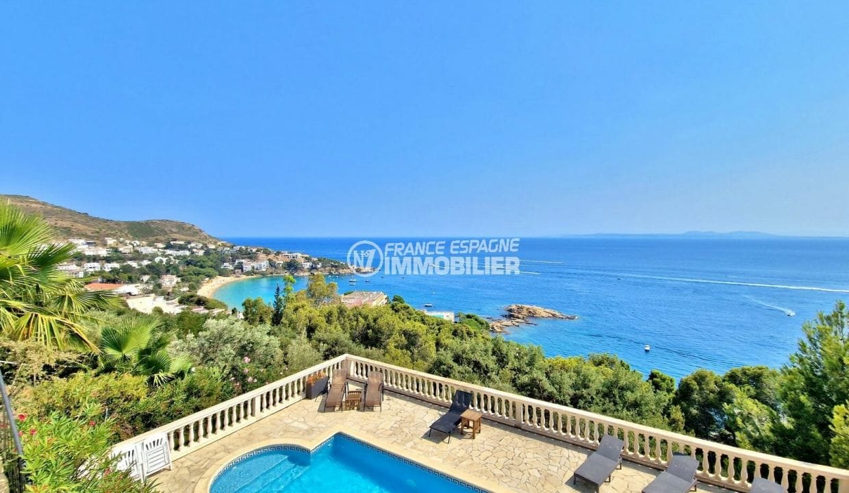 vente immobiliere rosas: villa 6 pièces 263 m², vue piscine et mar depuis la terrasse