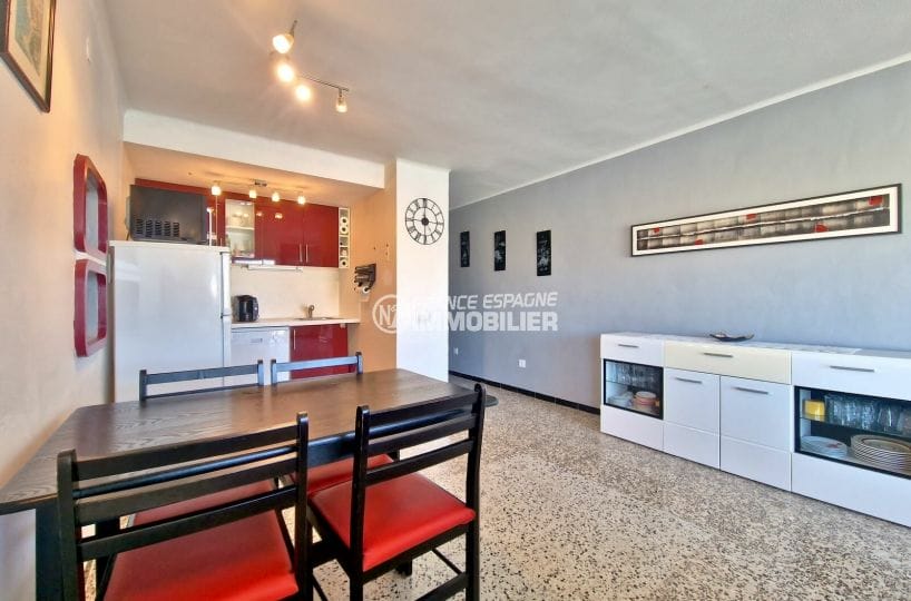 vente appartement roses espagne, 3 pièces terrasse vue marina 68 m², cuisine ouverte