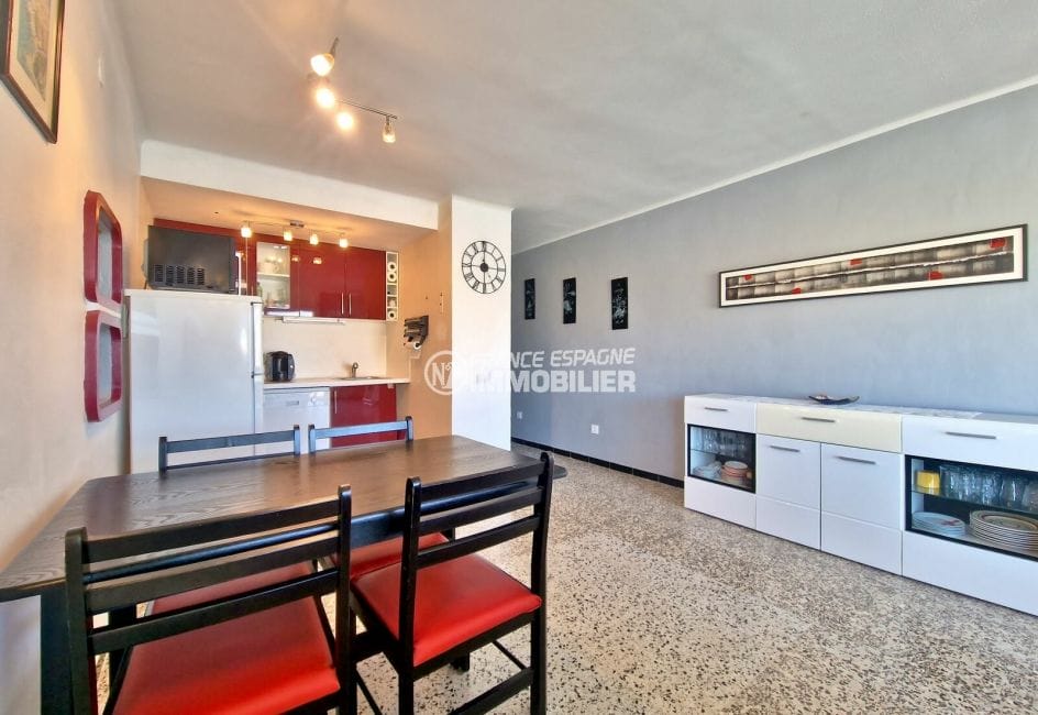 vente appartement roses espagne, 3 pièces terrasse vue marina 68 m², cuisine ouverte