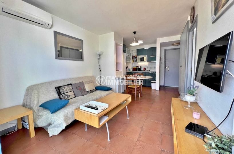 appartements a vendre a rosas, 2 pièces grande terrasse 49 m², pièce à vivre