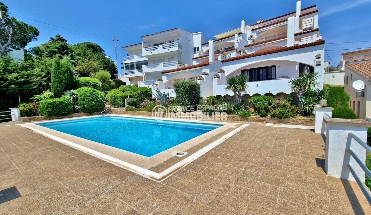 vente appartements rosas espagne, 4 pièces grande terrasse vue mer 93 m², résidence avec piscine