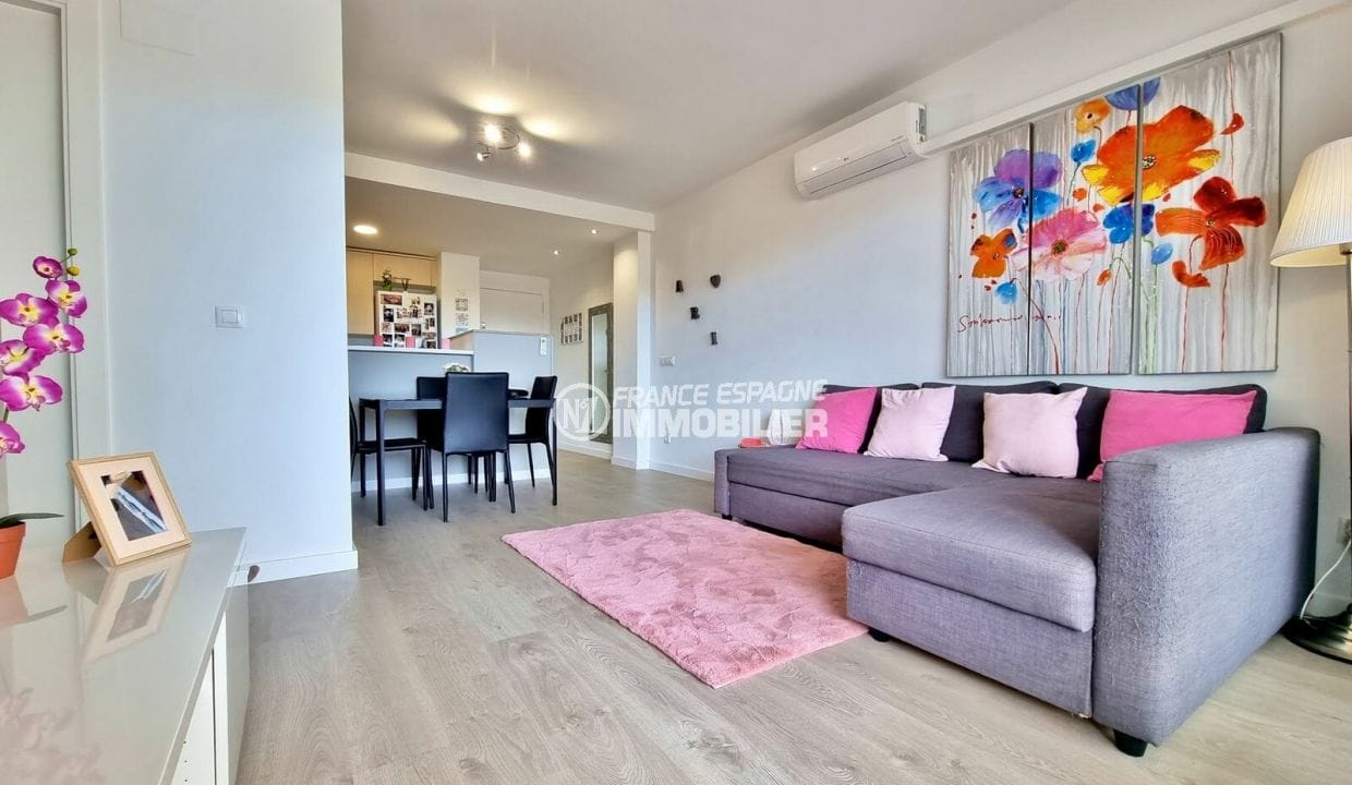 achat appartement rosas, 3 pièces et parking 65 m², pièce à vivre