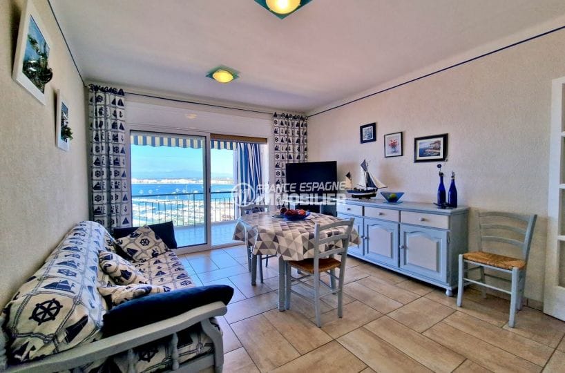 appartement à vendre à rosas espagne, 3 pièces 74 m² vue sur mer, salon vue mer