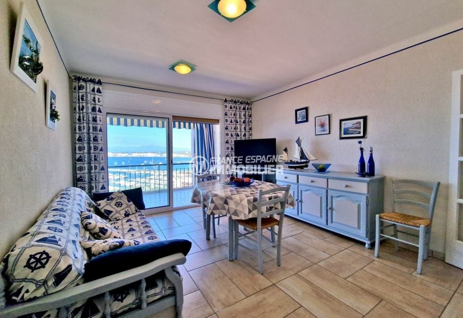 appartement à vendre à rosas espagne, 3 pièces 74 m² vue sur mer, salon vue mer