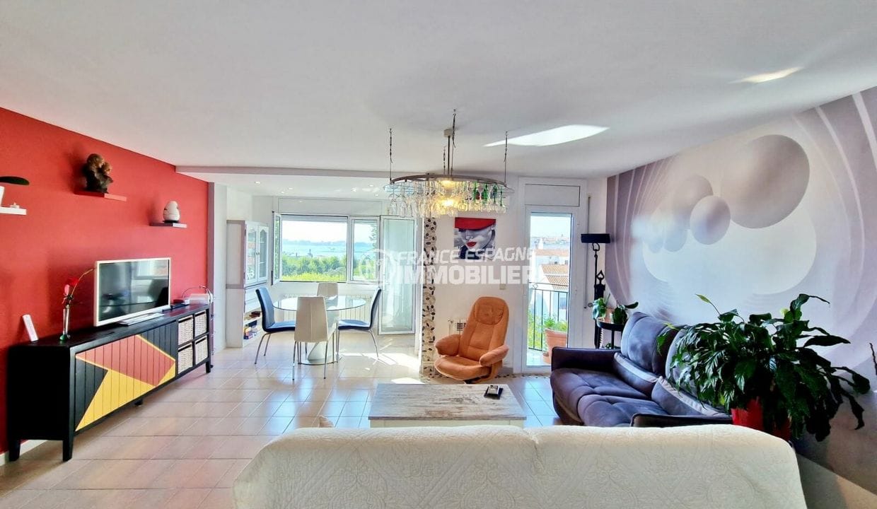 buy apartment rosas, 3 rooms 86 m² sea view/port, living room