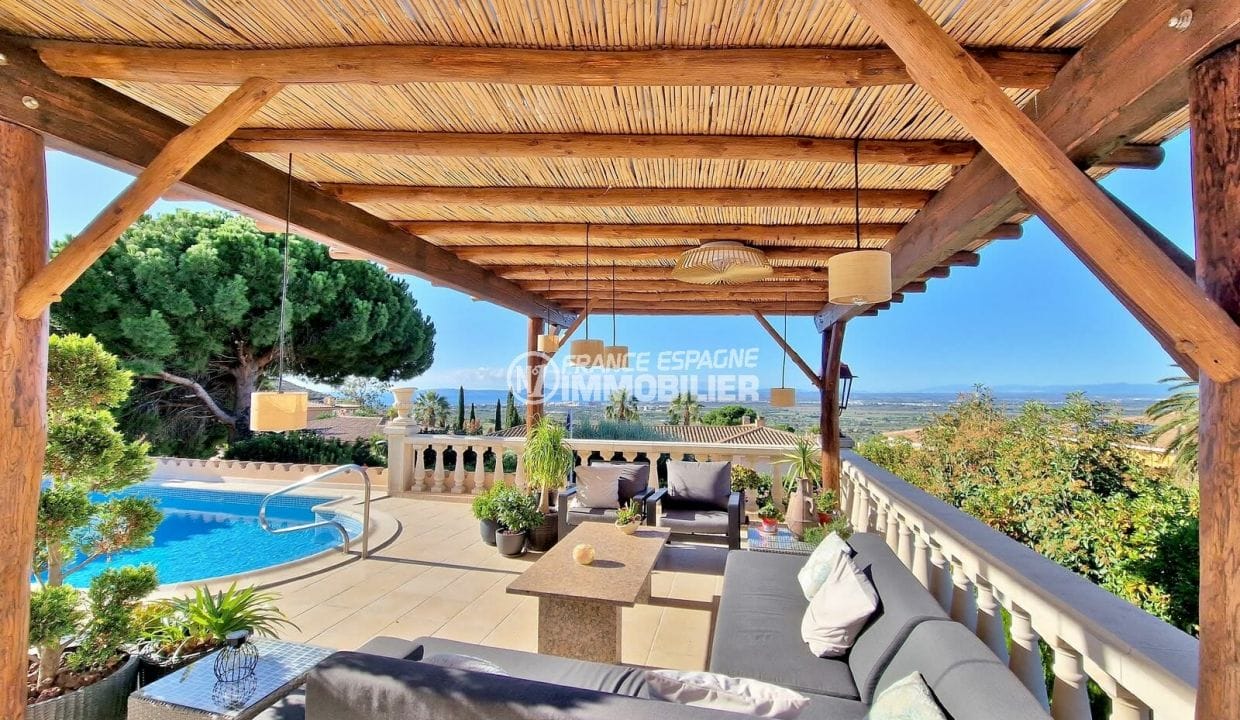 vente immobiliere rosas: villa 7 pièces 250 m² vue panoramique, pergola sur terrasse