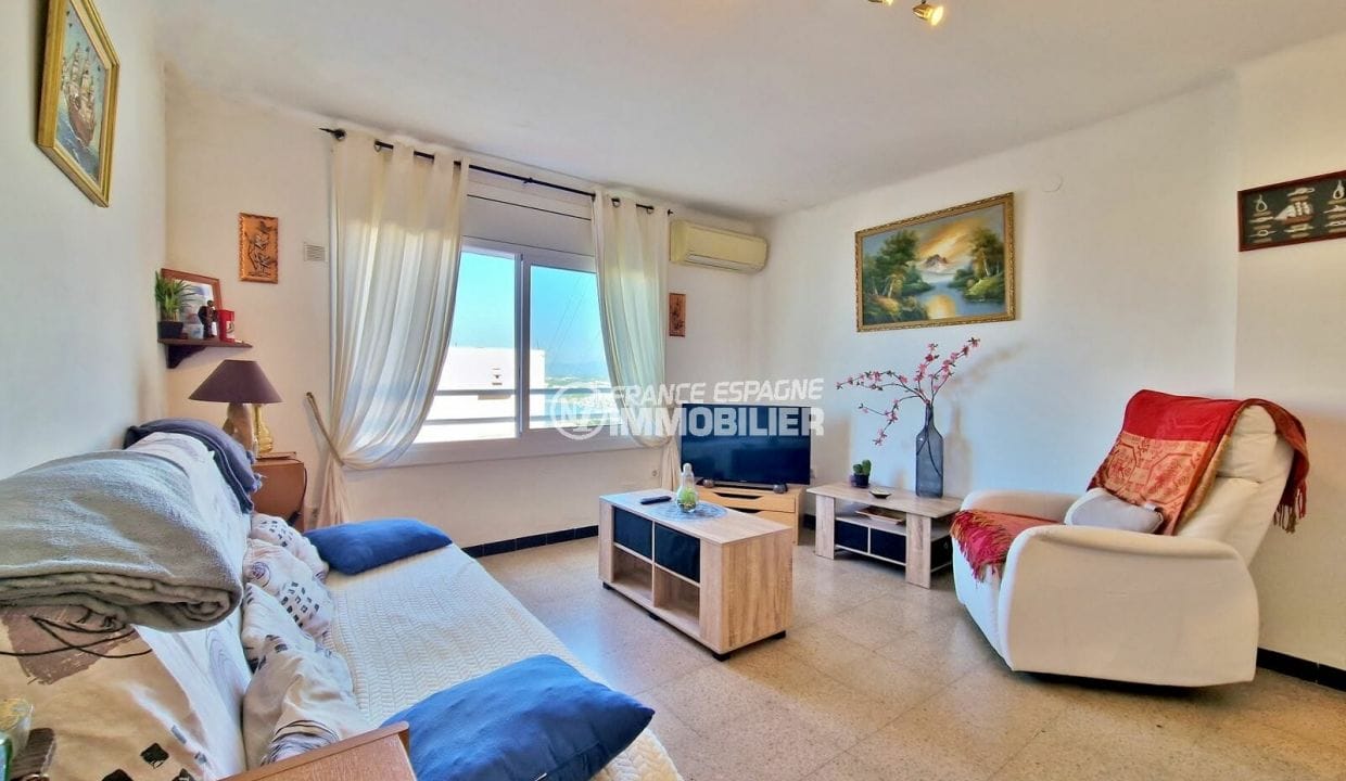 achat appartement rosas, 2 pièces 40 m² vue sur mer, salon/séjour