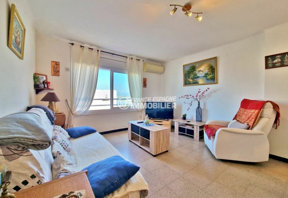 achat appartement rosas, 2 pièces 40 m² vue sur mer, salon/séjour