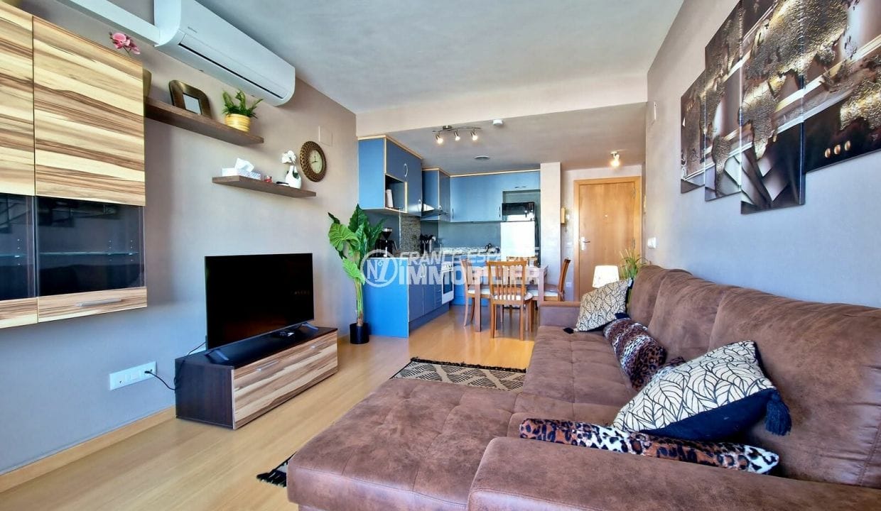 appartement à vendre rosas, 2 pièces 53 m² avec vue marina, salon/salle à manger
