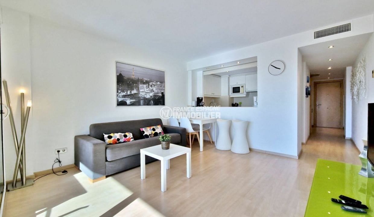 acheter appartement rosas, 2 pièces 58 m² vue canal, pièce à vivre