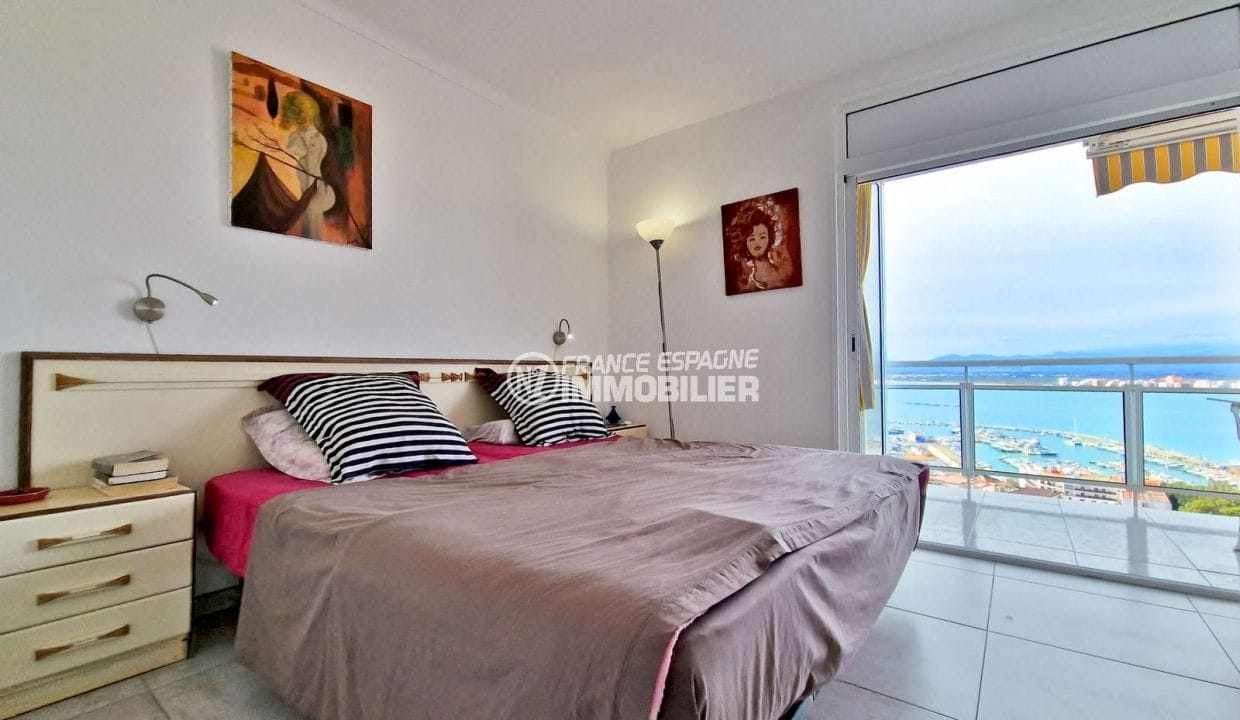 immo roses espagne, 3 habitaciones 80 m² gran terraza vista mar, 1er dormitorio vista mar